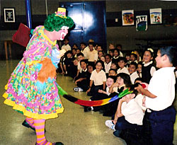 Photo - Greenie interacts with school children